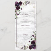 Plum Paars Gold Waterverf Marmer Wedding Menu (Voorkant)