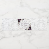 Plum Paars Gold Waterverf Marmer Wedding Waterfles Etiket (Enkel label)