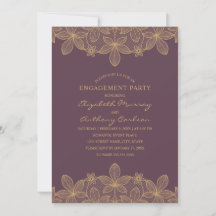 Plum Paars Golden Lace Engagement Party Elegant