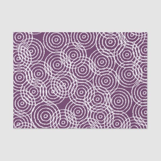 Plum Paars Ikat Olap Circles Geometric Pattern Tissuepapier (Voorkant)