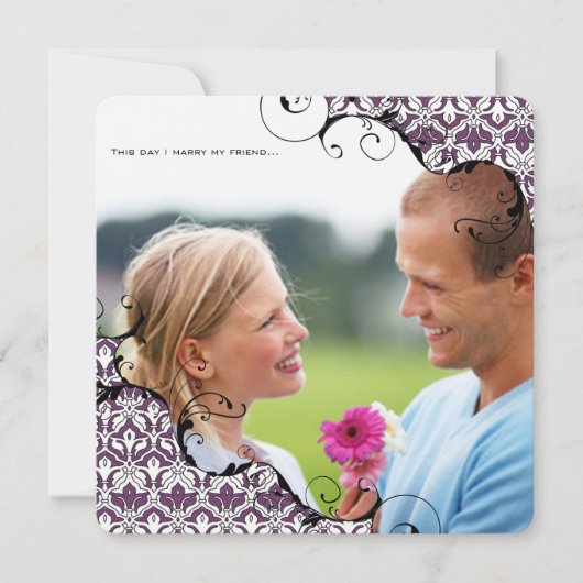 Plum Paars Je foto bruiloft Ik trouw met mijn vrie Kaart (Voorkant)