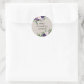 Plum Paars Lavender Greenery Gray Wedding Ronde Sticker (Tas)