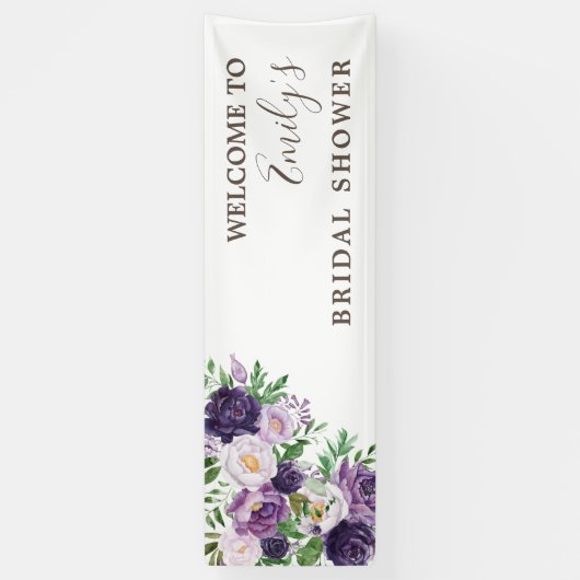 Plum Paars Lavender Greenery Vrijgezellenfeest Ban Spandoek (Verticaal)