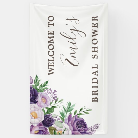 Plum Paars Lavender Greenery Vrijgezellenfeest Spandoek (Verticaal)