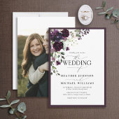 Plum Paars Lavender Mauve Floral Waterverf Foto Kaart