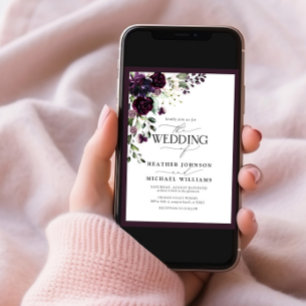 Plum Paars Lavender Mauve Floral Waterverf Foto Kaart