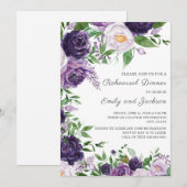Plum Paars Lavender Waterverf Floral Rehearal Kaart (Voorkant / Achterkant)