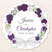 Plum Paars & Lavender Wreath of Rozen Wedding Kartonnen Onderzetters (Voorkant)