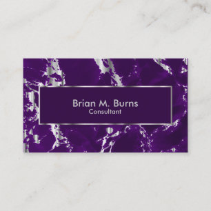 Plum Paars Marble en Metallic Silver Design Visitekaartje