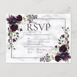 Plum Paars Marble Fall Wedding RSVP Invitati Uitnodiging Briefkaart