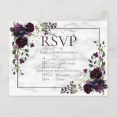 Plum Paars Marble Fall Wedding RSVP Invitati Uitnodiging Briefkaart (Voorkant)