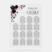 Plum Paars Mauve Floral Reception Seat Acryl Bord (Voorkant)