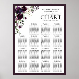 Plum Paars Mauve Floral Reception Seat Poster