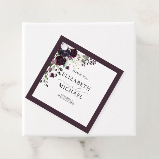 Plum Paars Mauve Floral Waterverf bruiloft Bedankjes Labels (In situ)