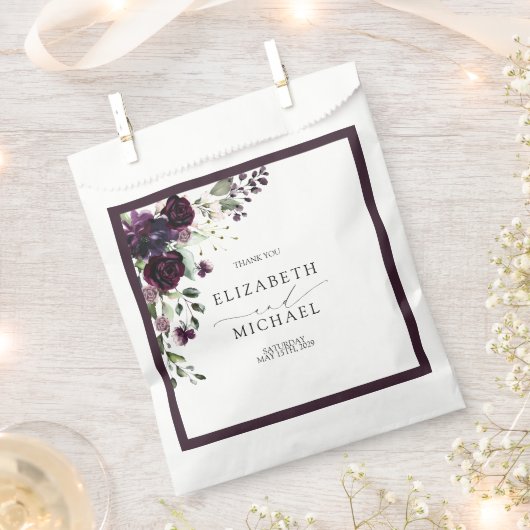 Plum Paars Mauve Floral Waterverf bruiloft Bedankzakje (Geknipt)