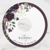 Plum Paars Mauve Floral Waterverf bruiloft Wijnglaslabel (Voorkant)