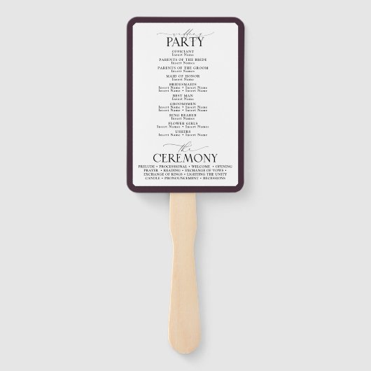 Plum Paars Mauve Floral Waterverf Programme Handwaaier (Achterkant)