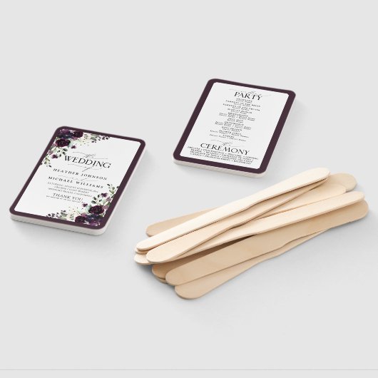 Plum Paars Mauve Floral Waterverf Programme Handwaaier (Niet-gemonteerd)