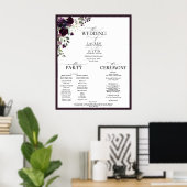 Plum Paars Mauve Floral Waterverf Programme Poster (Thuiskantoor)