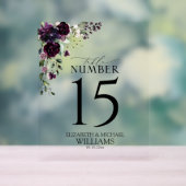 Plum Paars Mauve Floral Waterverf Reception Acryl Bord (Neutraal)