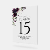 Plum Paars Mauve Floral Waterverf Reception Acryl Bord (Hoek)