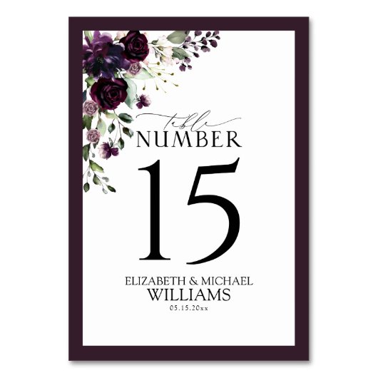 Plum Paars Mauve Floral Waterverf Reception Kaart (Achterkant)