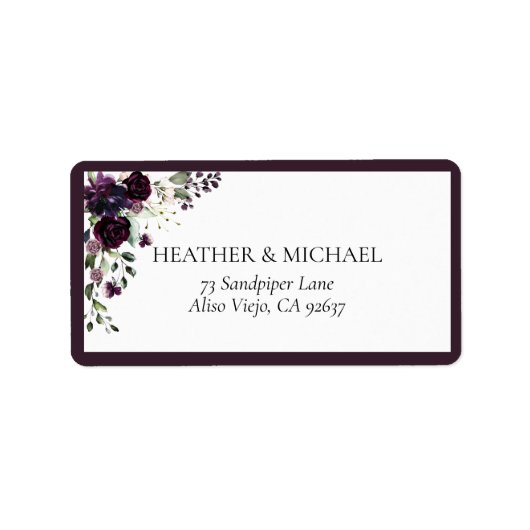 Plum Paars Mauve Floral Waterverf Return Address Etiket (Voorkant)