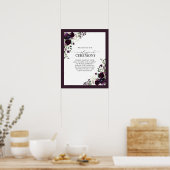 Plum Paars Mauve Floral Waterverf zonder stopconta Poster (Keuken)