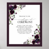 Plum Paars Mauve Floral Waterverf zonder stopconta Poster (Voorkant)