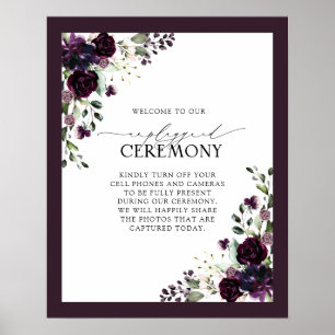 Plum Paars Mauve Floral Waterverf zonder stopconta Poster