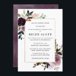 Plum Paars Mauve Pink Floral 90th Birthday Kaart<br><div class="desc">Elegant en chic DIY 90ste verjaardag sjabloon. Diep plum paars en lichter maken roze rozen creëer een prachtige florale constructie op een dun goudlijst. De grote variëteit aan bladeren en wijnstokken geeft het een modern botanisch vibe. Het is heel gemakkelijk om je verjaardagsdetails te vervangen voor die in de sjabloon....</div>