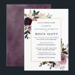 Plum Paars Mauve Pink Floral 90th Birthday Kaart<br><div class="desc">Elegant en chic DIY 90ste verjaardag sjabloon. Diep plum paars en lichter maken roze rozen creëer een prachtige florale constructie op een dun goudlijst. De grote variëteit aan bladeren en wijnstokken geeft het een modern botanisch vibe. Het is heel gemakkelijk om je verjaardagsdetails te vervangen voor die in de sjabloon....</div>