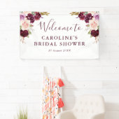 Plum paars peach vrijgezellenfeest welkom spandoek (Insitu)