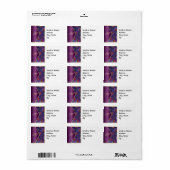 Plum Paars Peacock Monogram Adres Etiket (Full Sheet)