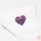 Plum Paars Peacock Monogram Envelope Seal Hart Sticker (Envelop)
