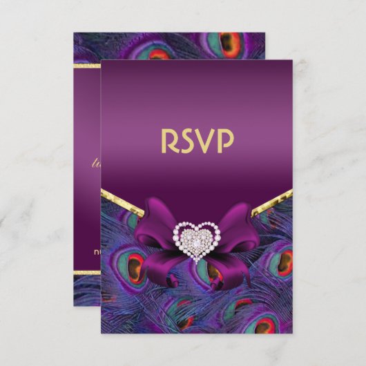 Plum Paars Peacock RSVP (Voorkant / Achterkant)