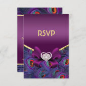 Plum Paars Peacock RSVP (Voorkant / Achterkant)