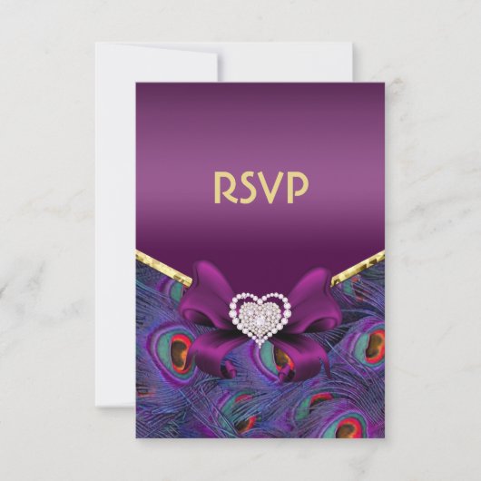 Plum Paars Peacock RSVP Kaartje (Voorkant)