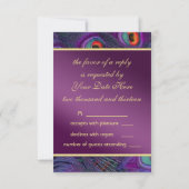 Plum Paars Peacock RSVP Kaartje (Achterkant)