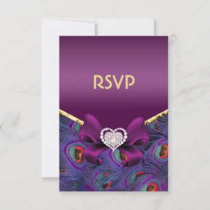 Plum Paars Peacock RSVP Kaartje