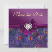 Plum Paars Peacock sparen de Datum Save The Date (Voorkant)