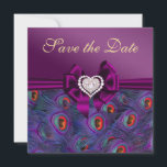 Plum Paars Peacock sparen de Datum Save The Date<br><div class="desc"></div>