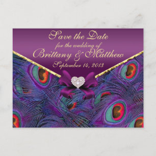 Plum Paars Peacock sparen het Briefkaart van de Da