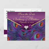 Plum Paars Peacock sparen het Briefkaart van de Da (Voorkant / Achterkant)
