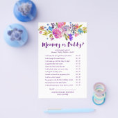 Plum Paars Pink & Blue Flower Mam or Dad Game Flyer (Enkel)