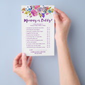 Plum Paars Pink & Blue Flower Mam or Dad Game Flyer (Hand)