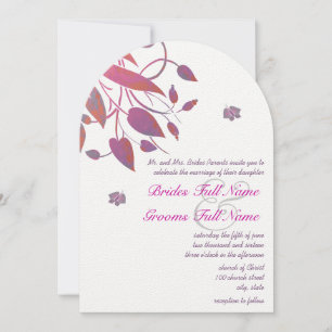 Plum Paars Pink Coral Grey Butterfly Wedding Kaart