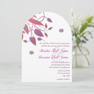 Plum Paars Pink Coral Grey Butterfly Wedding Kaart