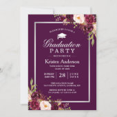 Plum Paars Red Floral Foto Gradual Party Kaart (Voorkant)