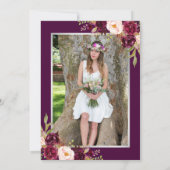 Plum Paars Red Floral Foto Gradual Party Kaart (Achterkant)